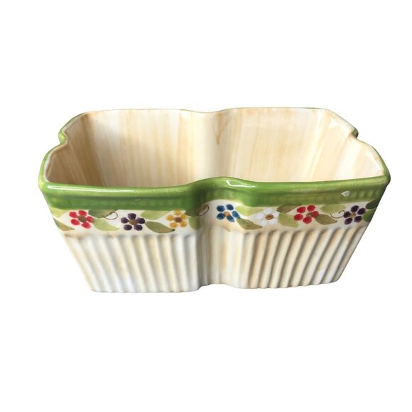 Temp-tations Old World Bakeware Bread Pan Basket Trivet Green Red Blue Casserole - Picture 8 of 16